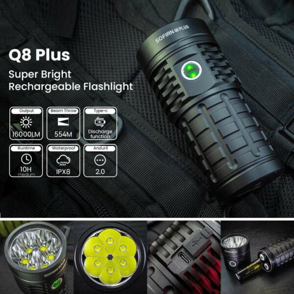 SOFIRN Q8 Plus - Taschenlampe mit 6x XHP50.2 LEDs für bis zu 16.000 Lumen – Bild 7