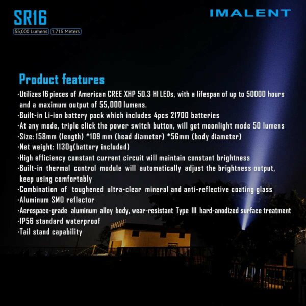 IMALENT SR16 - Handscheinwerfer mit 16x XHP50.3 LEDs für bis zu 55.000 Lumen – Bild 15