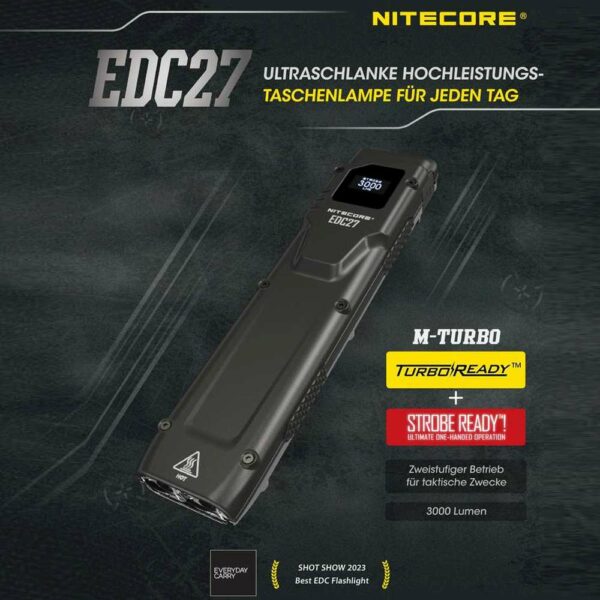 NITECORE EDC27 - Ultraflache Taschenlampe mit 3.000 Lumen – Bild 3