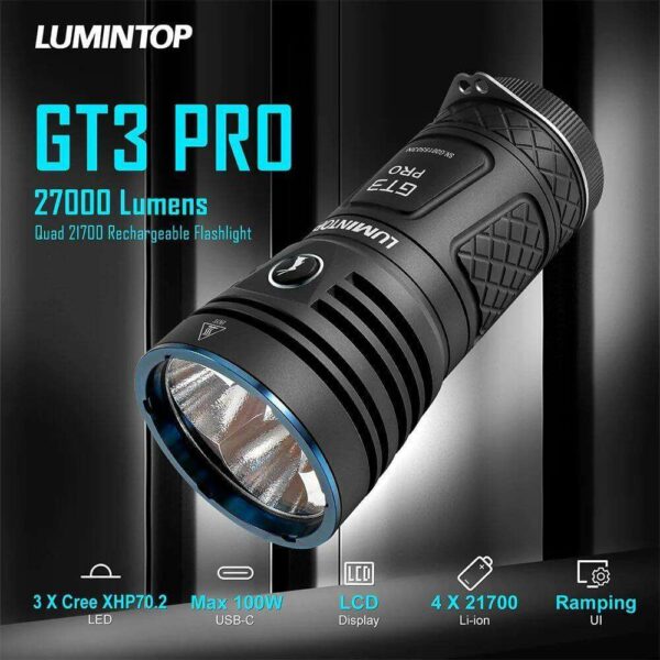 LUMINTOP GT3 Pro - LED Taschenlampe mit 3x XPH70.3 bis zu 27.000 Lumen – Bild 9