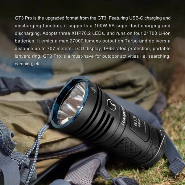 LUMINTOP GT3 Pro - LED Taschenlampe mit 3x XPH70.3 bis zu 27.000 Lumen – Bild 10