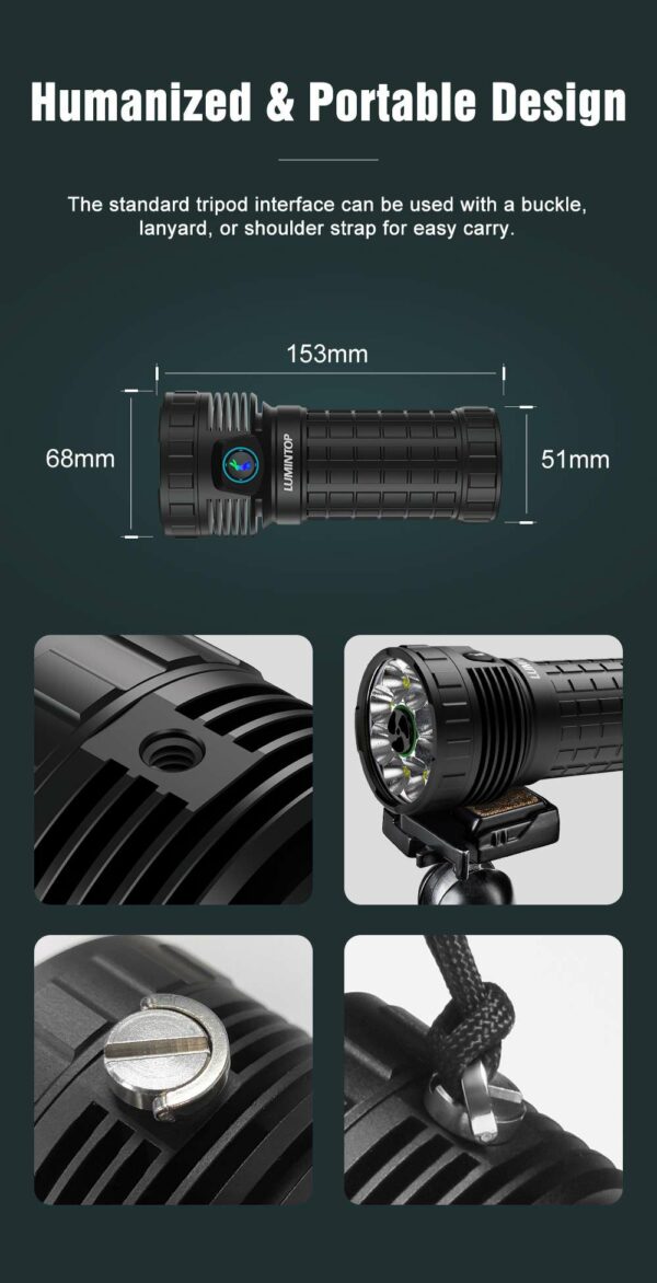 LUMINTOP Mach (V1/V2)- LED Taschenlampe mit 8x XHP50.3 LEDs für bis zu 26.000 Lumen – Bild 14