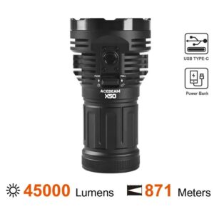 ACEBEAM X50 2.0 - Taschenlampe mit 8x XHP70.2 LEDs für bis zu 45.000 Lumen