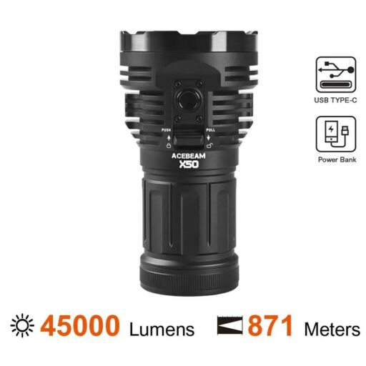 ACEBEAM X50 2.0 - Taschenlampe mit 8x XHP70.2 LEDs für bis zu 45.000 Lumen
