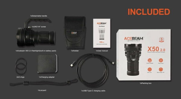 ACEBEAM X50 2.0 - Taschenlampe mit 8x XHP70.2 LEDs für bis zu 45.000 Lumen – Bild 13