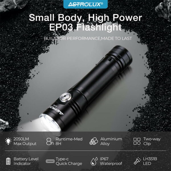 ASTROLUX EP03 - EDC Taschenlampe mit 3x LH351B LED für 2.050 Lumen – Bild 2