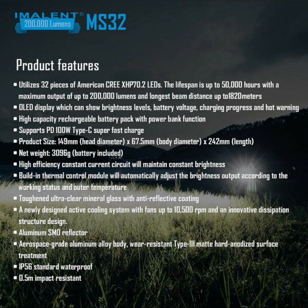 IMALENT MS32 - stärkster Handscheinwerfer mit 32x XHP70.2 LEDs für bis zu 200.000 Lumen – Bild 22