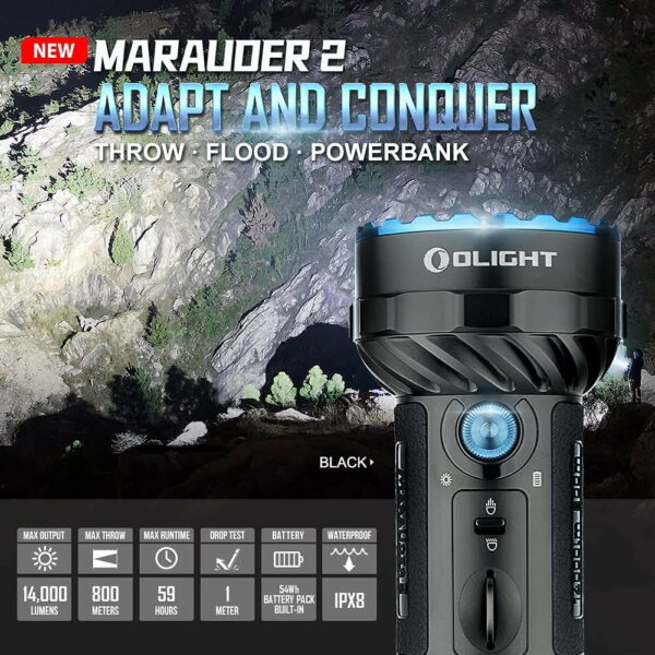 OLIGHT Marauder 2 - Taschenlampe mit 12+1 LEDs für bis zu 14.000 Lumen für Flood und Throw – Bild 8