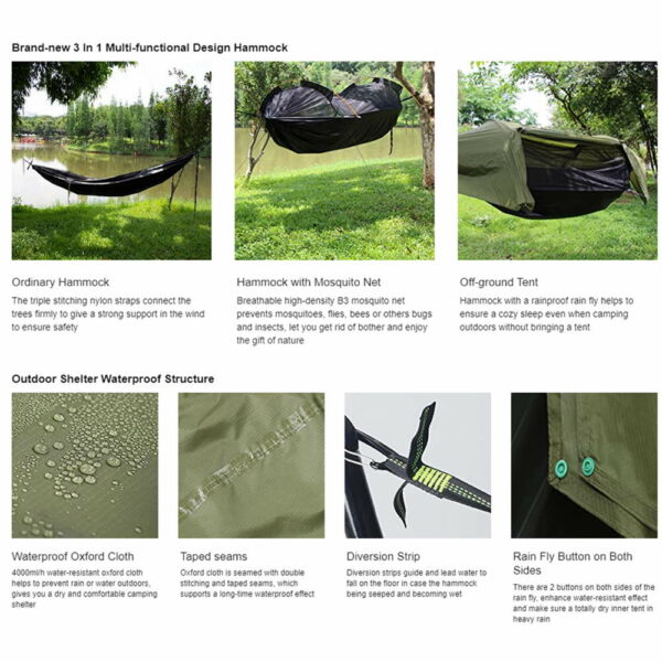 NIGHT CAT 3-in-1 Hängematte mit Moskitonetz und Tarp – Bild 4
