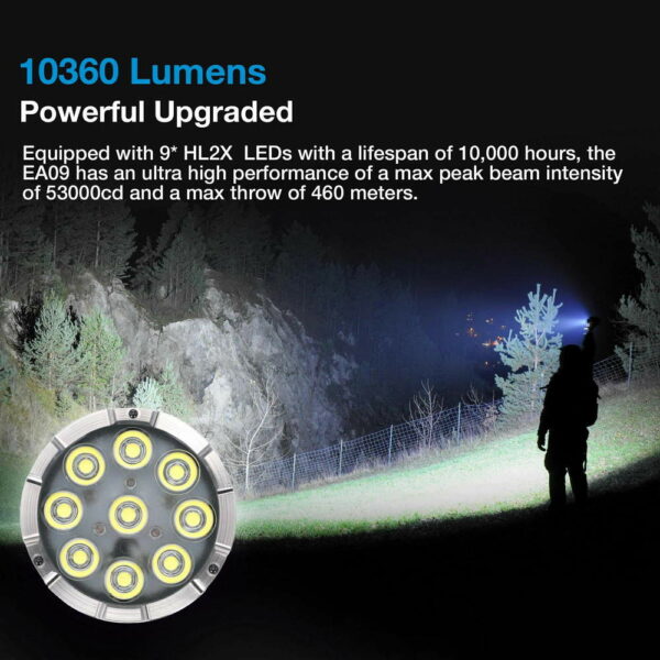 ASTROLUX EA09 - Taschenlampe mit 9x HL2X LEDs für bis zu 10.360 Lumen – Bild 4
