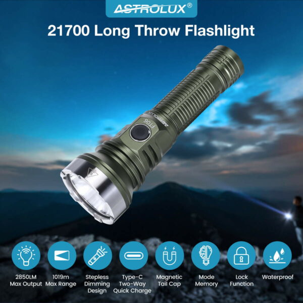 ASTROLUX FT06 - Taschenlampe mit 1x HI50 LED für bis zu 2.850 Lumen und 1.019 Meter Reichweite – Bild 3