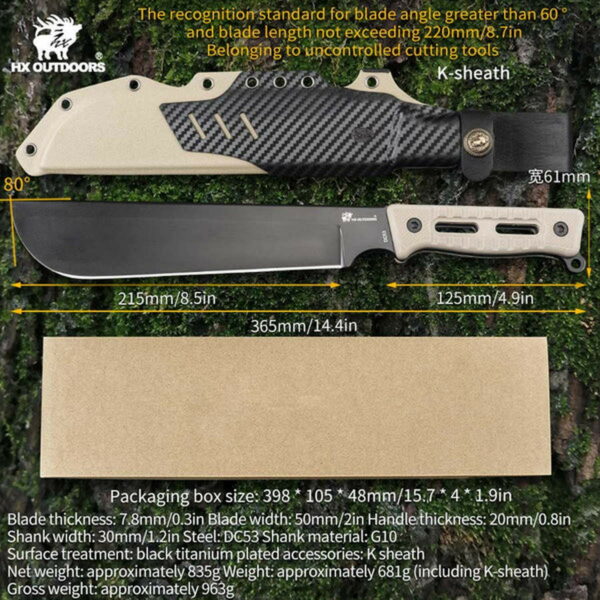 HX OUTDOORS ROCK - Bushcraft Machete mit 21cm Klinge – Bild 10