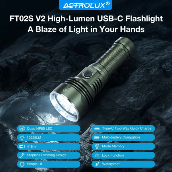 ASTROLUX FT02S V2 - Taschenlampe mit 4x HP50 LEDs für bis zu 10.225 Lumen – Bild 3