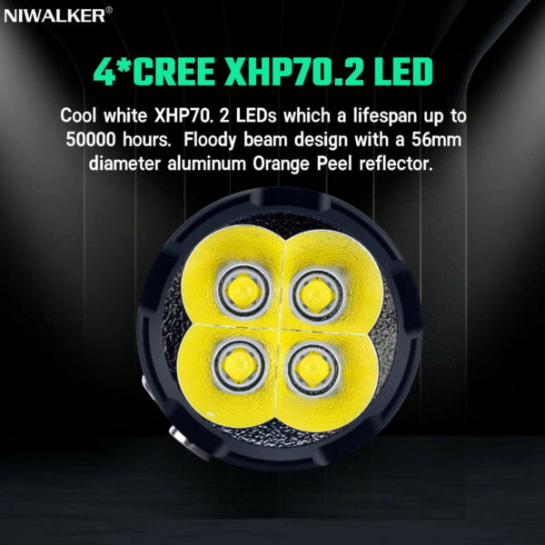 NIWALKER NK19 - Taschenlampe mit 4x XHP70.2 LEDs für bis zu 23000 Lumen – Bild 6