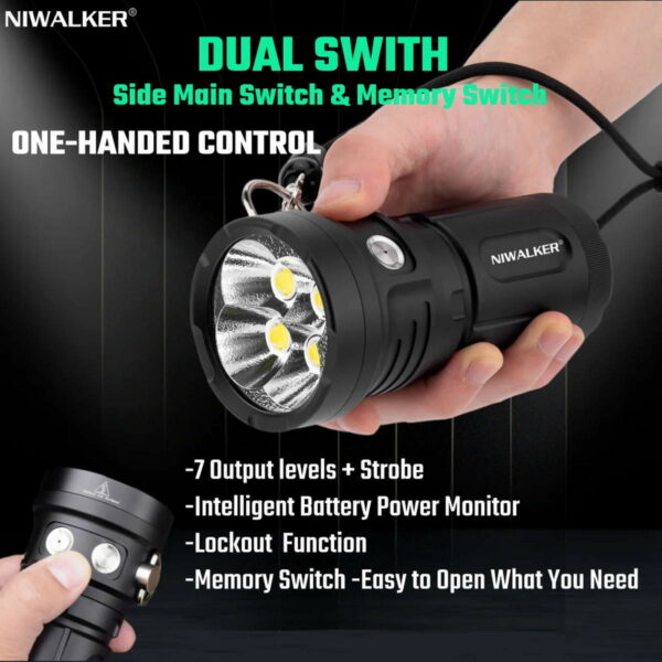 NIWALKER NK19 - Taschenlampe mit 4x XHP70.2 LEDs für bis zu 23000 Lumen – Bild 8