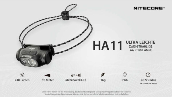 NITECORE HA11 - Ultraleichte AA-Stirnlampe mit Doppelstrahler – Bild 2