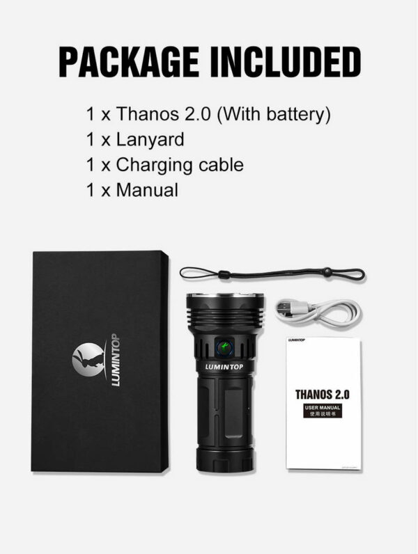LUMINTOP Thanos 2.0 - LED/LEP Taschenlampe mit 8x XHP50.2 LEDs & 1x LEP für bis zu 12.600 Lumen – Bild 14