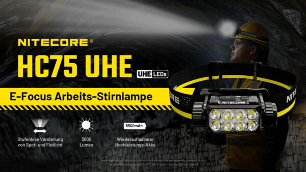 NITECORE HC75 - Stirnlampe mit 3000 Lumen & E-Fokus – Bild 5