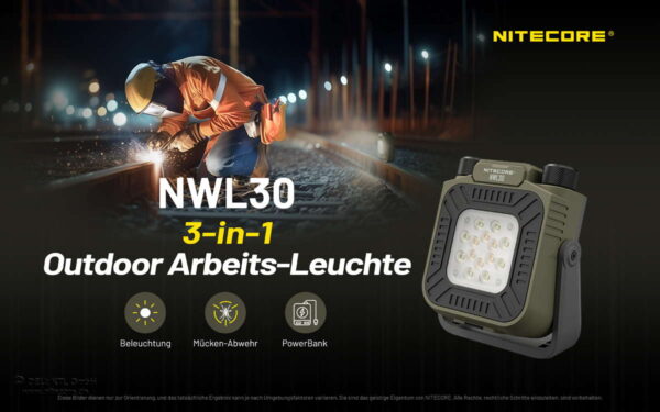 NITECORE NWL30 - 3-in-1 Outdoor Arbeitslicht, Mückenabwehr und Powerbank – Bild 7