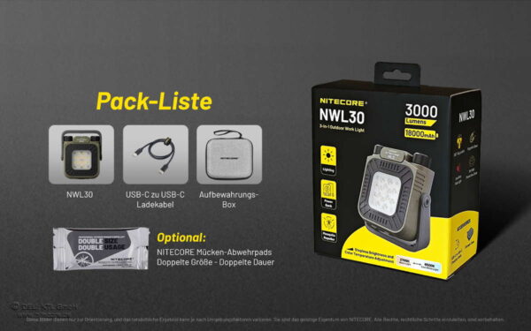 NITECORE NWL30 - 3-in-1 Outdoor Arbeitslicht, Mückenabwehr und Powerbank – Bild 19