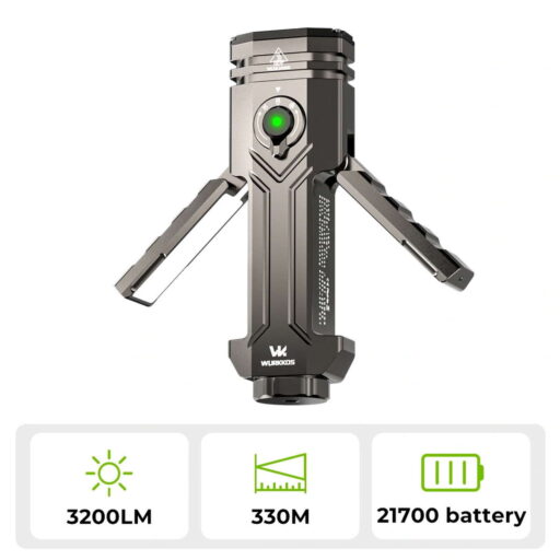 WURKKOS HD02 - universelle faltbare Taschenlampe mit 3200 Lumen