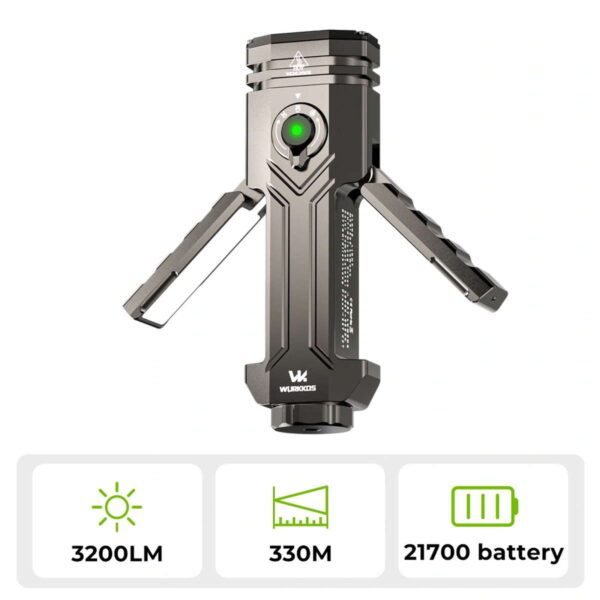 WURKKOS HD02 - universelle faltbare Taschenlampe mit 3200 Lumen
