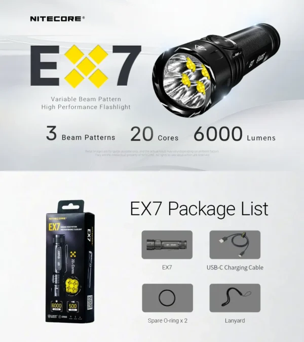 NITECORE EX7 - Spot- und Flutlicht EDC Taschenlampe mit 6.000 Lumen – Bild 5