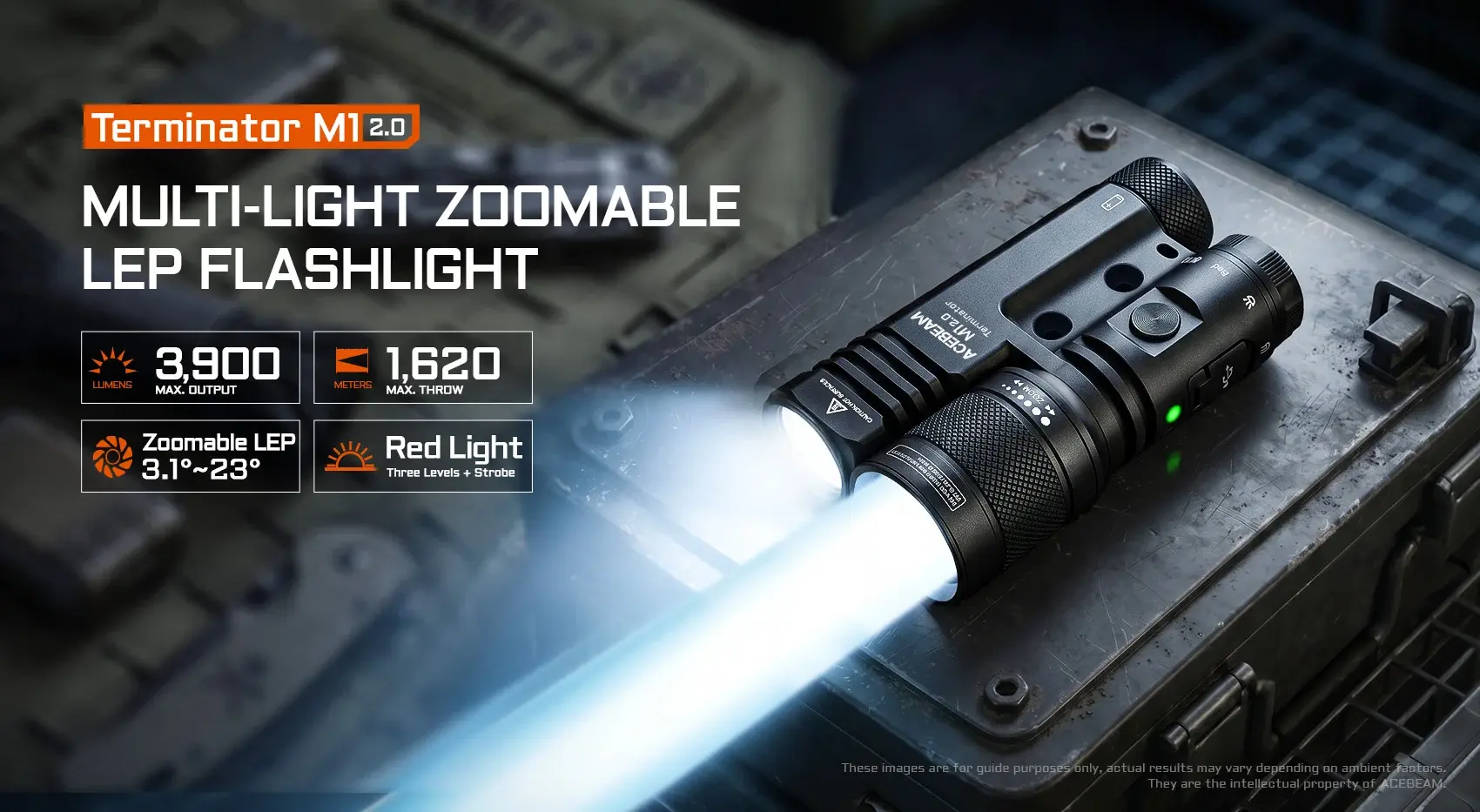 ACEBEAM Terminator M1 2.0 - Dual Head LEP & LED Taschenlampe – Bild 4