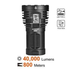 ACEBEAM X50 - Taschenlampe mit 8x XHP70.2 LEDs für bis zu 40.000 Lumen