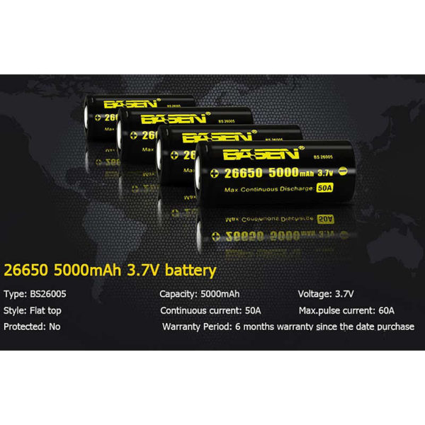 BASEN IMR 26650 3.7V 5.000mAh Akkus (4x 26650) – Bild 3