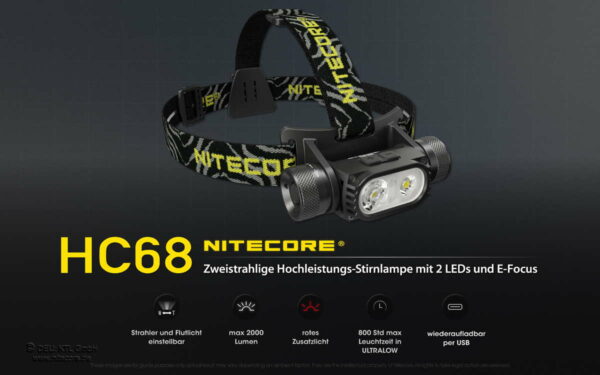 NITECORE HC68 - Stirnlampe mit 2x SST40 & 2.000 Lumen, E-Focus – Bild 13