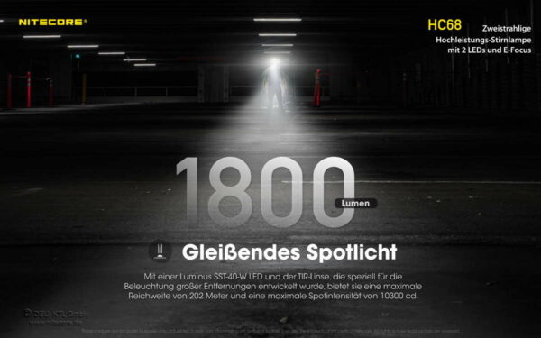 NITECORE HC68 - Stirnlampe mit 2x SST40 & 2.000 Lumen, E-Focus – Bild 10