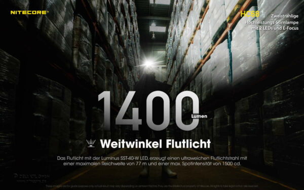 NITECORE HC68 - Stirnlampe mit 2x SST40 & 2.000 Lumen, E-Focus – Bild 9
