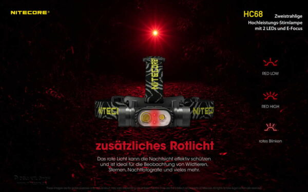 NITECORE HC68 - Stirnlampe mit 2x SST40 & 2.000 Lumen, E-Focus – Bild 8