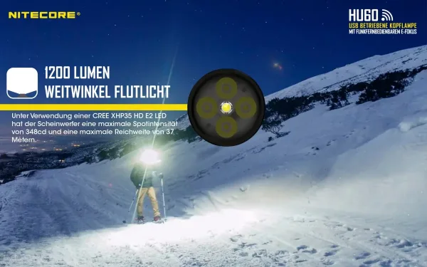 NITECORE HU60 - elektronischer Fokus inkl. Fernbedienung, 1.200/1.600 Lumen – Bild 6
