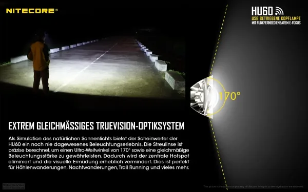 NITECORE HU60 - elektronischer Fokus inkl. Fernbedienung, 1.200/1.600 Lumen – Bild 7