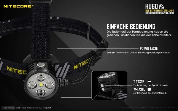 NITECORE HU60 - elektronischer Fokus inkl. Fernbedienung, 1.200/1.600 Lumen – Bild 11