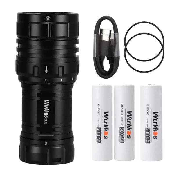 WURKKOS DL06 Taucher Taschenlampe mit 6x XHP50.2 und 15.000 Lumen – Bild 5
