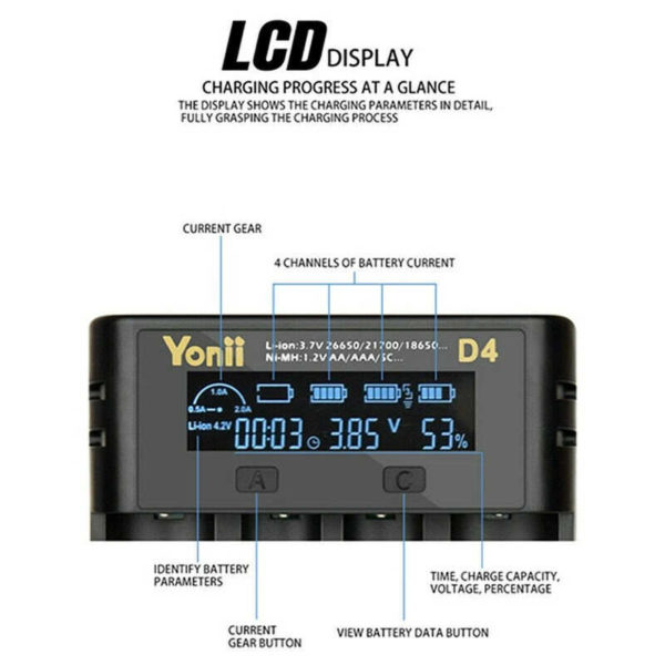 YONII D4 - 4 Slot Akku-Ladegerät – Bild 2